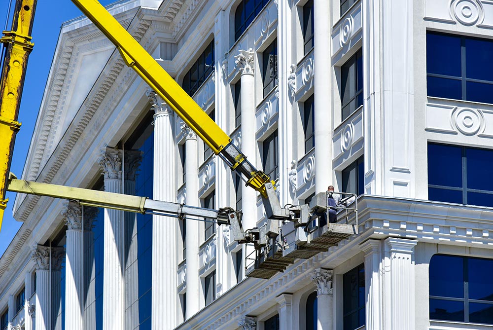 High Rise Window cleaning services with crane